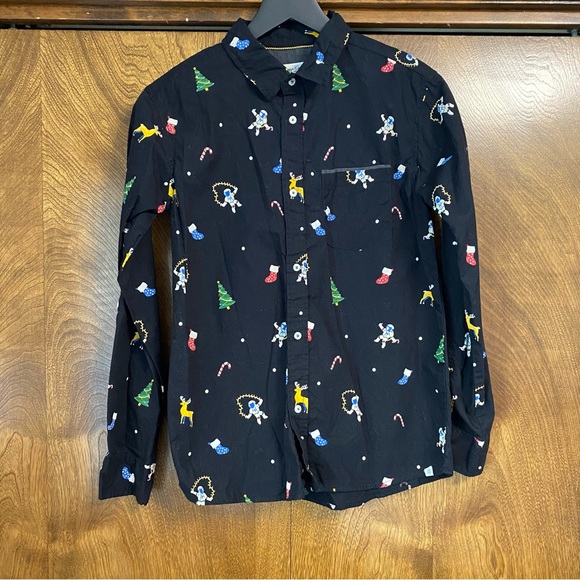 Sovereign Code Boys L 14/16 Christmas Button Long Sleeve Shirt; Astronaut - Picture 1 of 9